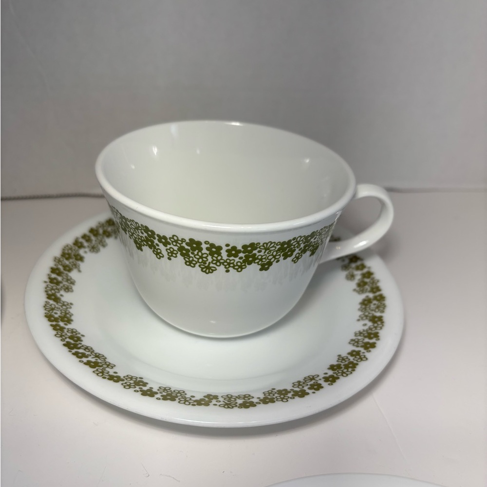 Corelle Spring Blossom Flat Cups Saucers Set Of 4 Crazy Daisy By Corning USA - Picture 9 of 14